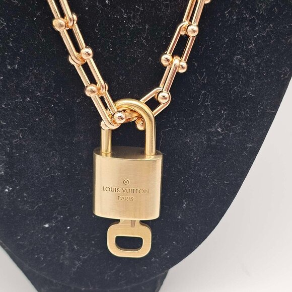 Authentic Louis Vuitton Lock & Key with Unbranded Gold Plated Chain Necklace - Picture 3 of 11